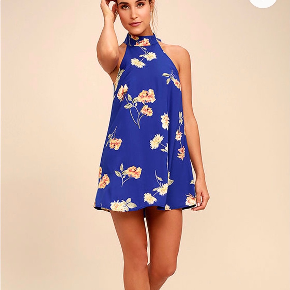 LULUS Darling dearest royal blue swing dress